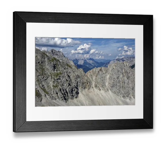 Framed Print : At the Hafelekar, view from the Karwendelblick of the Innsbruck Nordkette to the Karwendel mountains of the Alps