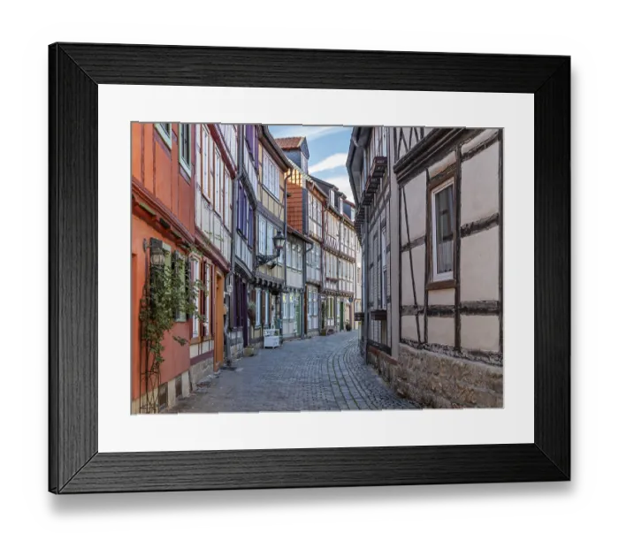 Framed Print : Half-timbered houses in the historic old town