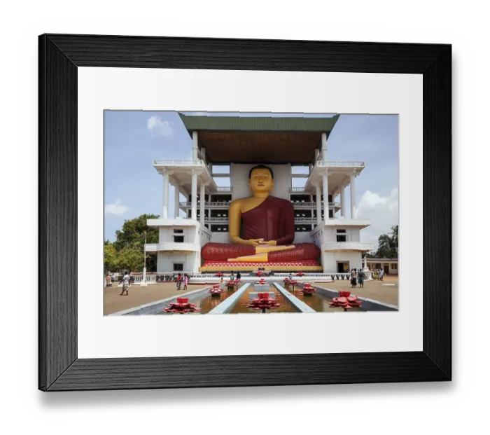 Framed Print : Giant Buddha statue, sitting Buddha fountain with artificial lotuses