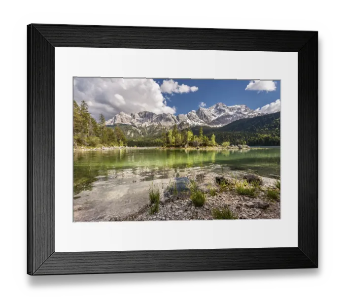 Framed Print : Eibsee lake and Zugspitze massif with Zugspitze