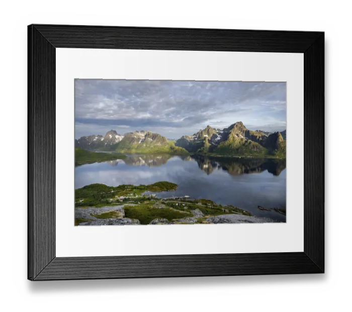 Framed Print : Mountain panorama, Fjord Raftsund and mountains