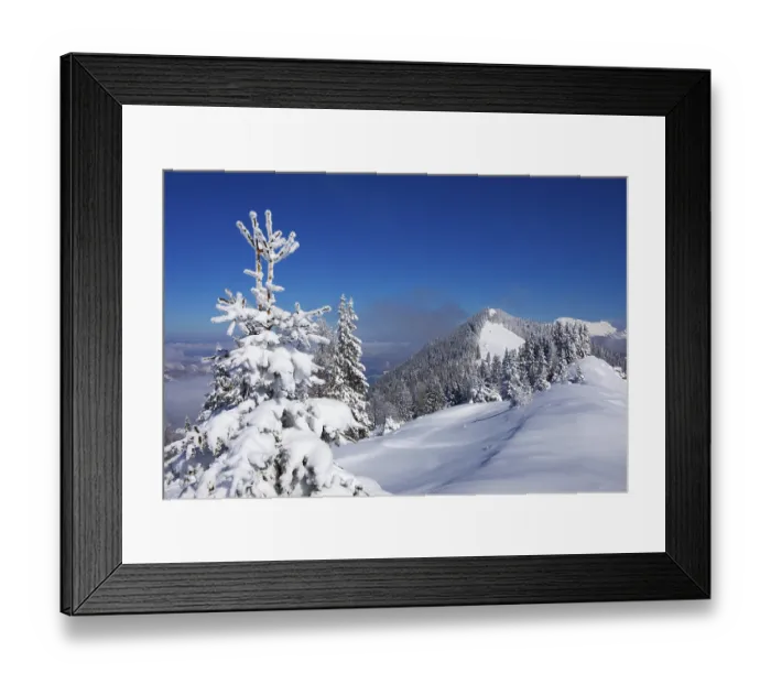 Framed Print : Winter landscape covered in deep snow in the Osterhorn group with a view from Pillstein to Zwoelferhorn Framed Print : Winter landscape covered in deep snow in the Osterhorn group with a view from Pillstein to Zwoelferhorn