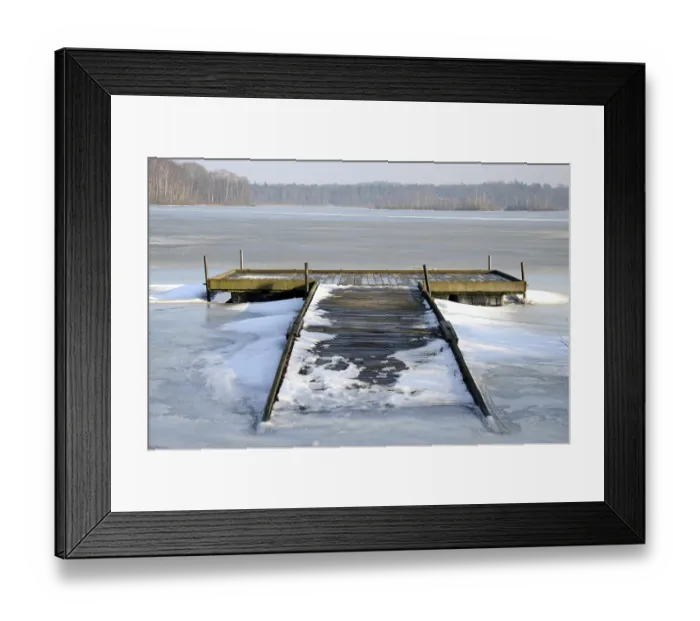 Framed Print : Bridge in ice on Snogeholmssjoen lake