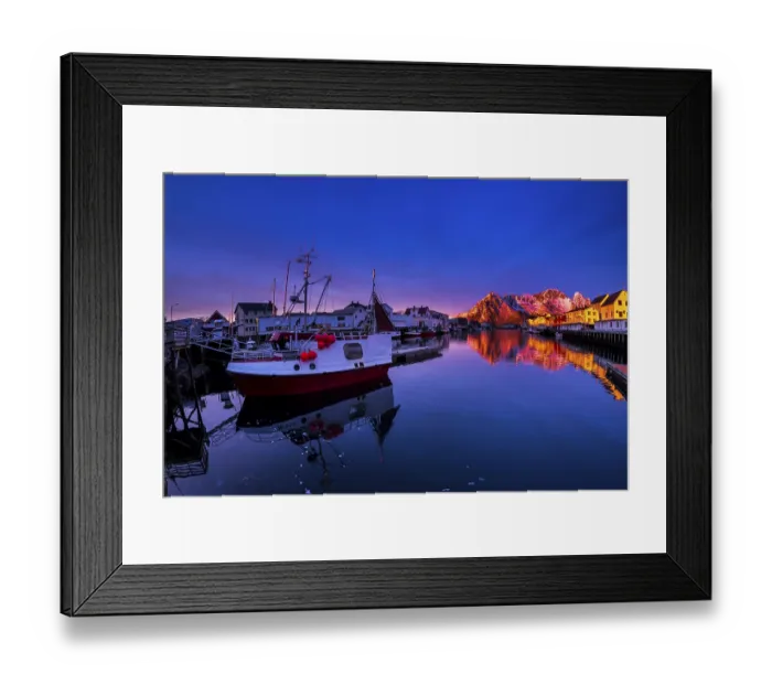 Framed Print : Port of Henningsvaer in the morning