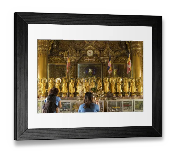 Framed Print : Praying Buddhists in the Sule Pagoda Framed Print : Praying Buddhists in the Sule Pagoda