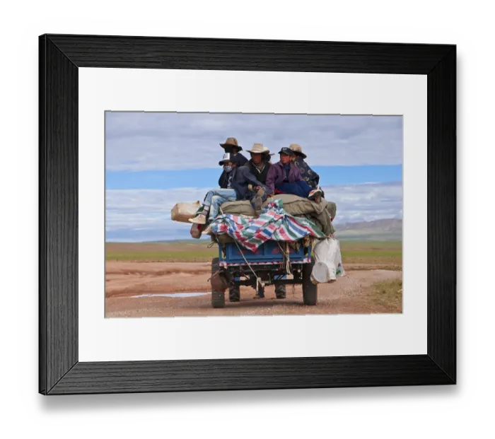 Framed Print : Tibetan pilgrims on a tractor on the road from Gerze to Tsochen Framed Print : Tibetan pilgrims on a tractor on the road from Gerze to Tsochen