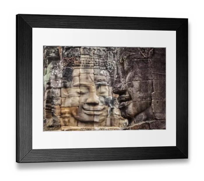 Framed Print : Ancient stone faces of Bayon temple Framed Print : Ancient stone faces of Bayon temple