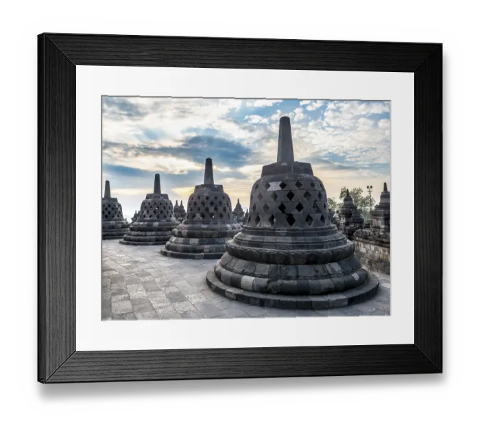 Framed Print : Temple complex Borobudur, Stupas Framed Print : Temple complex Borobudur, Stupas
