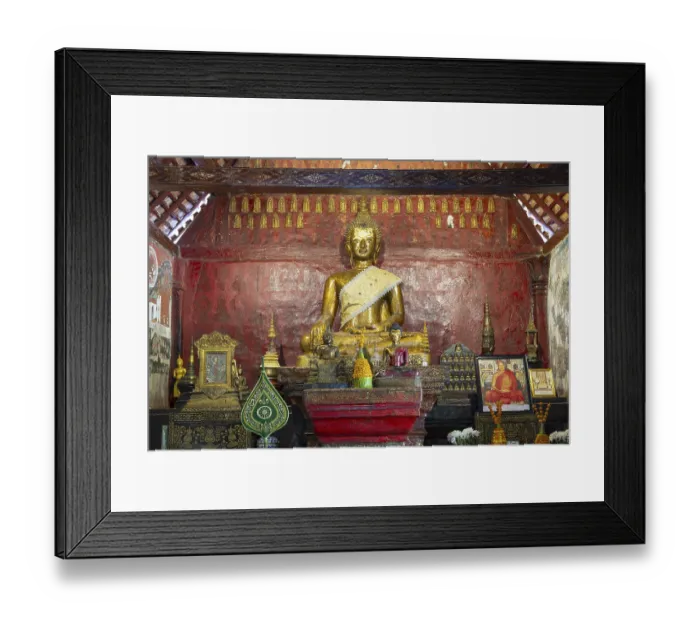 Framed Print : Golden Buddha statue, Bhumispara-mudra
