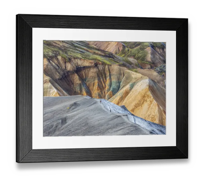 Framed Print : Hikers decending the slopes of Mt