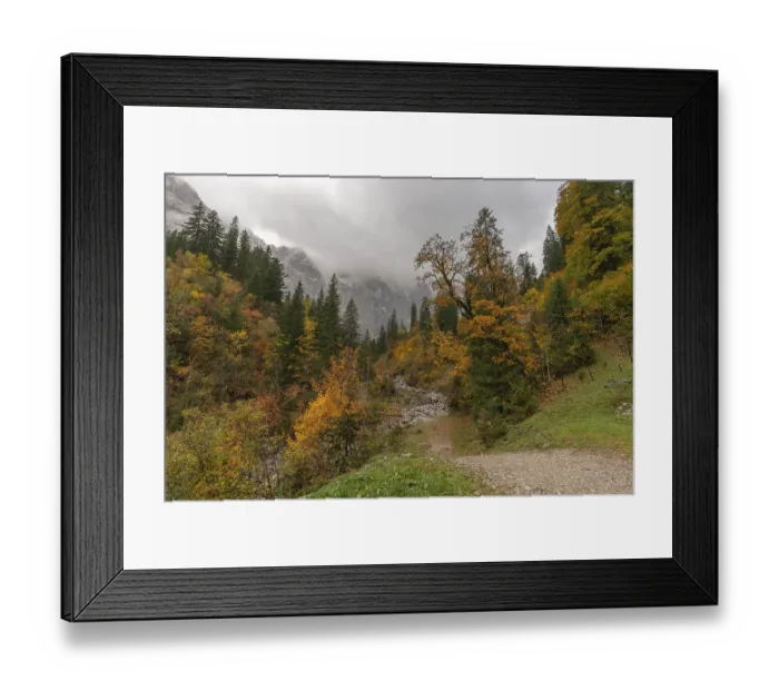 Framed Print : Early morning fog in the Karwendel nature park Park in Engtal