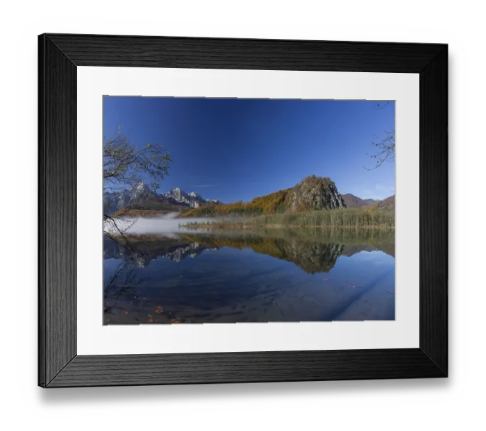Framed Print : Autumn mood at lake Almsee, Gruenau