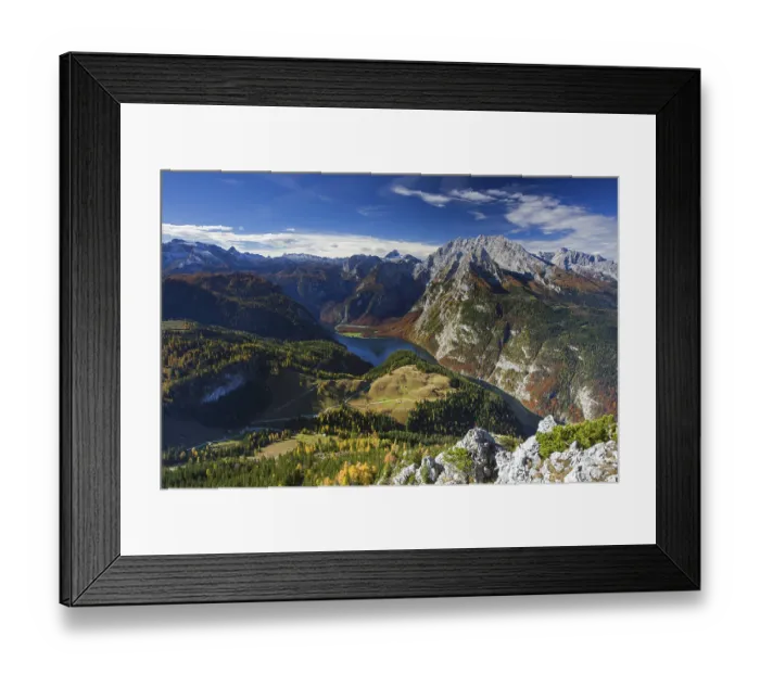 Framed Print : View over the Koenigssee and the Watzmann massif from the Jenner in autumn