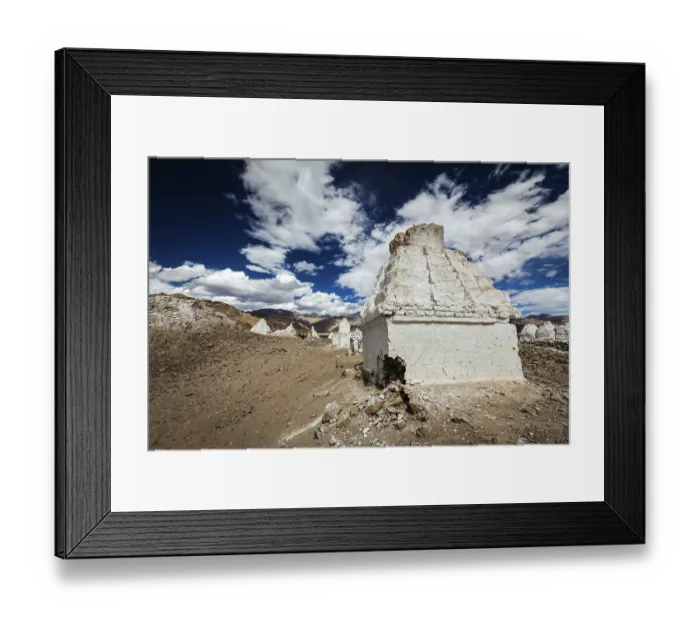 Framed Print : Whitewashed chortens (Tibetan Buddhist stupas) Framed Print : Whitewashed chortens (Tibetan Buddhist stupas)