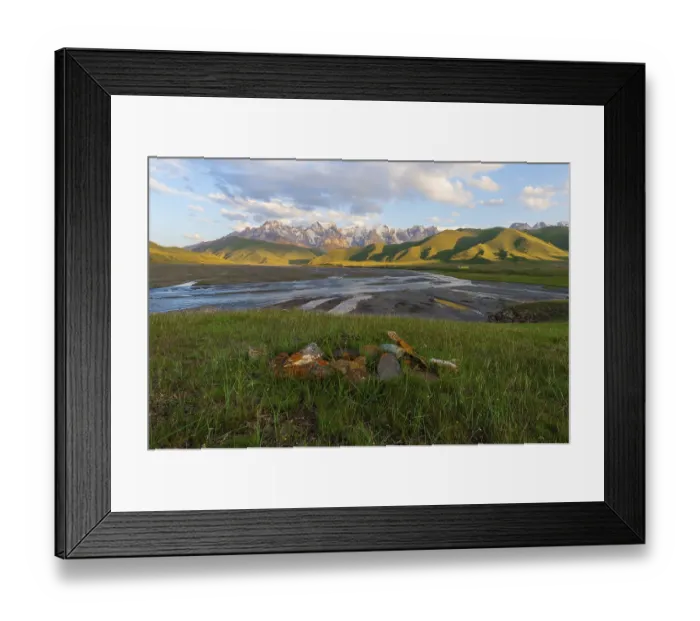 Framed Print : River coming from Koel-Suu mountain range at sunset Framed Print : River coming from Koel-Suu mountain range at sunset