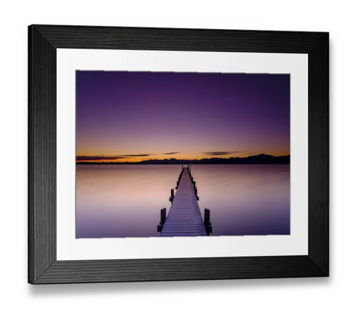 Framed Print : Footbridge at Chiemsee at dawn