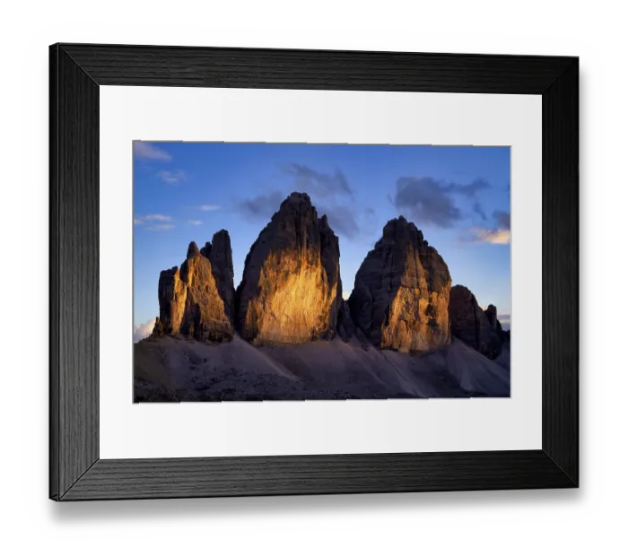 Framed Print : Three Peaks, north faces, in the evening light