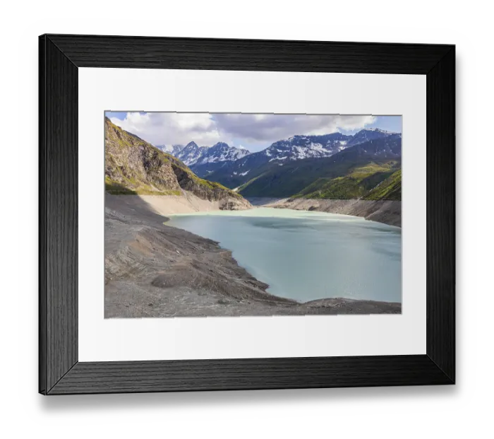 Framed Print : Moiry reservoir with low water Framed Print : Moiry reservoir with low water