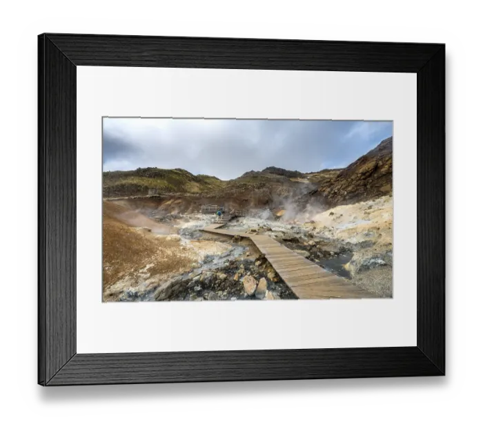 Framed Print : Boardwalk over steaming ground