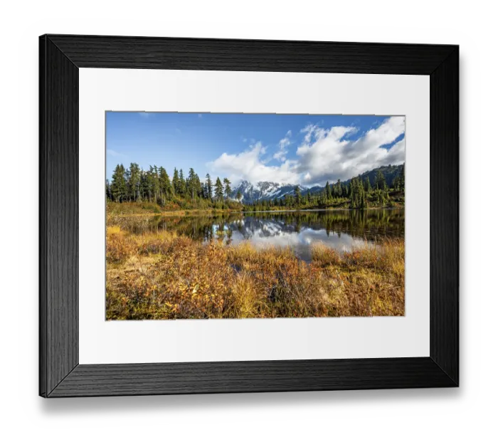 Framed Print : Mt. Shuksan glacier with snow reflecting in Picture Lake Framed Print : Mt. Shuksan glacier with snow reflecting in Picture Lake