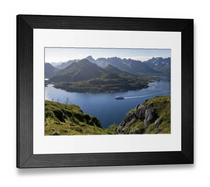 Framed Print : Hurtigruten cruise ship in the fjord
