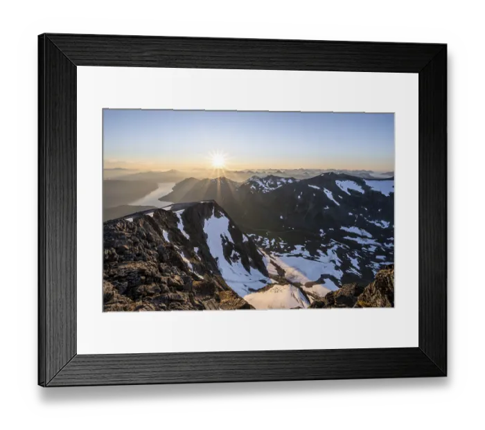 Framed Print : View of mountains and fjord Faleidfjorden