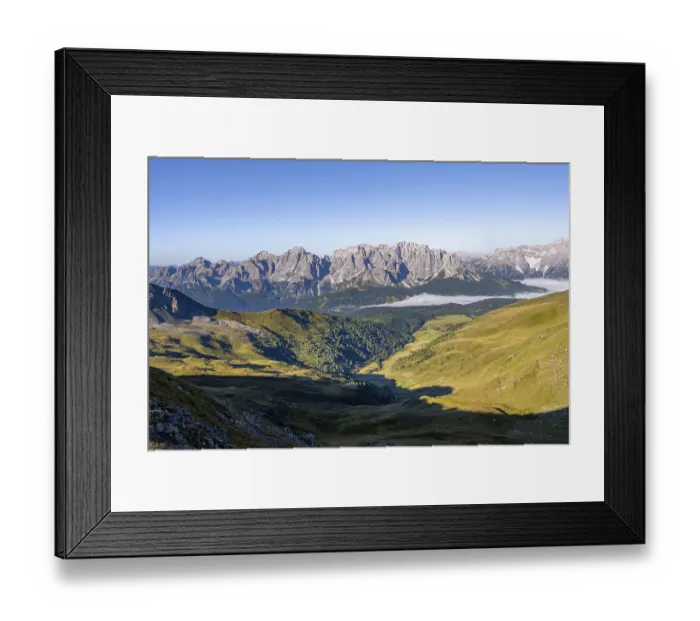 Framed Print : Mountain panorama, view of rocky mountain peaks of the Sesto Dolomites Framed Print : Mountain panorama, view of rocky mountain peaks of the Sesto Dolomites
