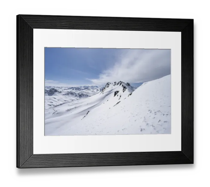 Framed Print : View of mountain panorama with mountain peaks of the Bernina group