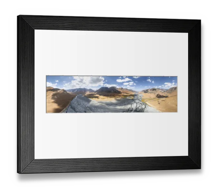 Framed Print : Aerial view, Burkhan mountain valley with meandering river