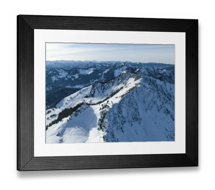 Framed Print : Benzingspitz and Jaegerkamp, Prealps in winter with snow Framed Print : Benzingspitz and Jaegerkamp, Prealps in winter with snow