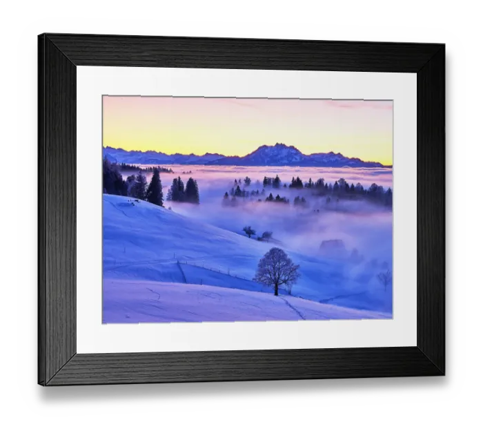 Framed Print : View of the snow-covered Zugerberg