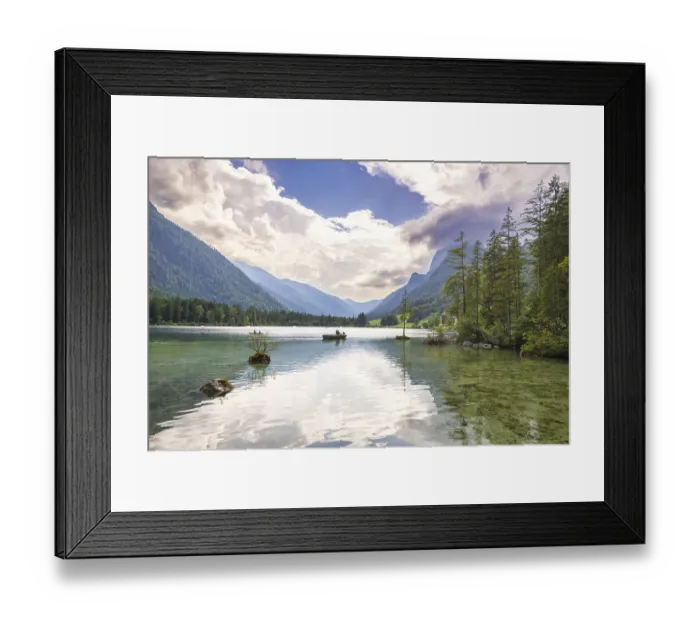 Framed Print : Hintersee with rocks and trees in the foreground Framed Print : Hintersee with rocks and trees in the foreground