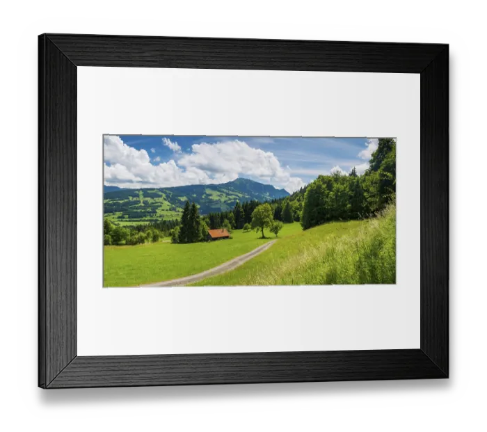 Framed Print : Alpine pasture landscape, behind it the Gruenten