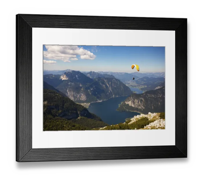 Framed Print : Paragliding on the Krippenstein with Hallstaettersee