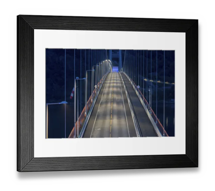 Framed Print : Bridge Hardangerbrua at night, Hardangerbridge