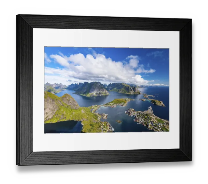 Framed Print : View from the mountain Reinebringen to fishing village Reine Framed Print : View from the mountain Reinebringen to fishing village Reine