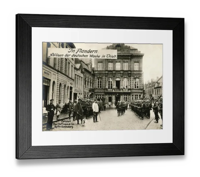 Framed Print : In Flanders. Relieving the German guard in Thielt Framed Print : In Flanders. Relieving the German guard in Thielt