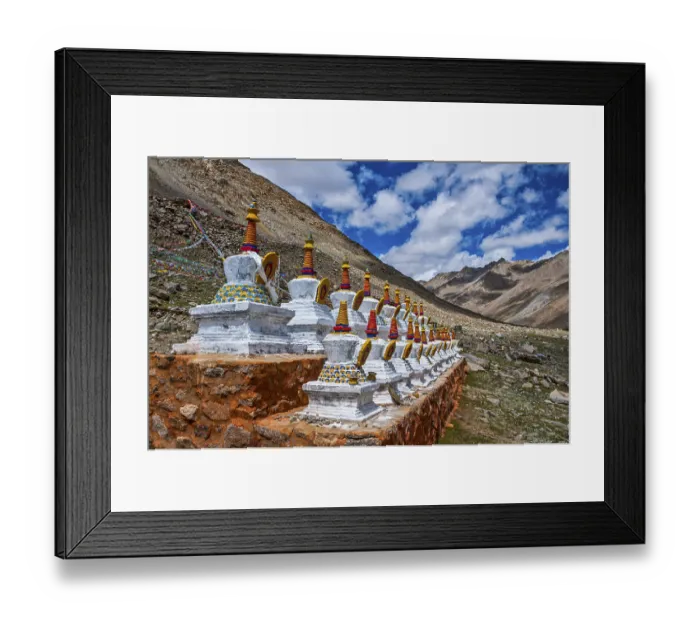 Framed Print : Stupas on the Kailash Kora before Mount Kailash Framed Print : Stupas on the Kailash Kora before Mount Kailash