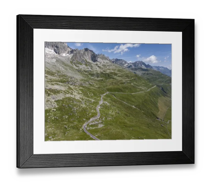 Framed Print : Landscape at the Furka Pass, drone photo