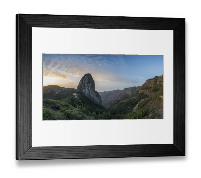 Framed Print : Roque de Agando rock tower at sunrise
