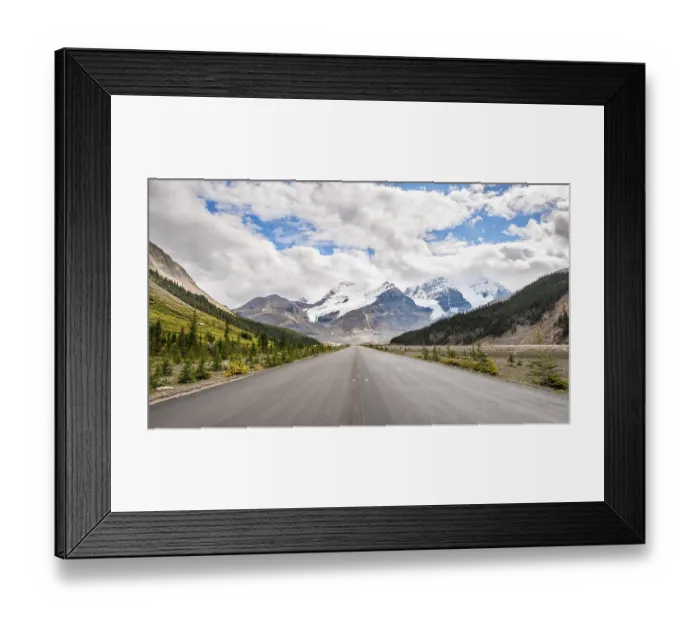 Framed Print : Icefield Parkway road, view of glacier and mountains Boundary Peak Framed Print : Icefield Parkway road, view of glacier and mountains Boundary Peak