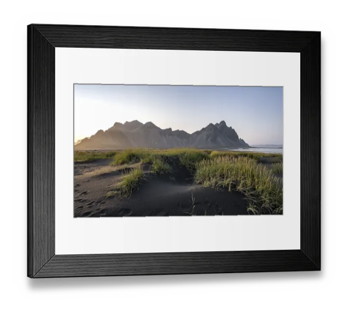 Framed Print : Black beach with volcanic sand