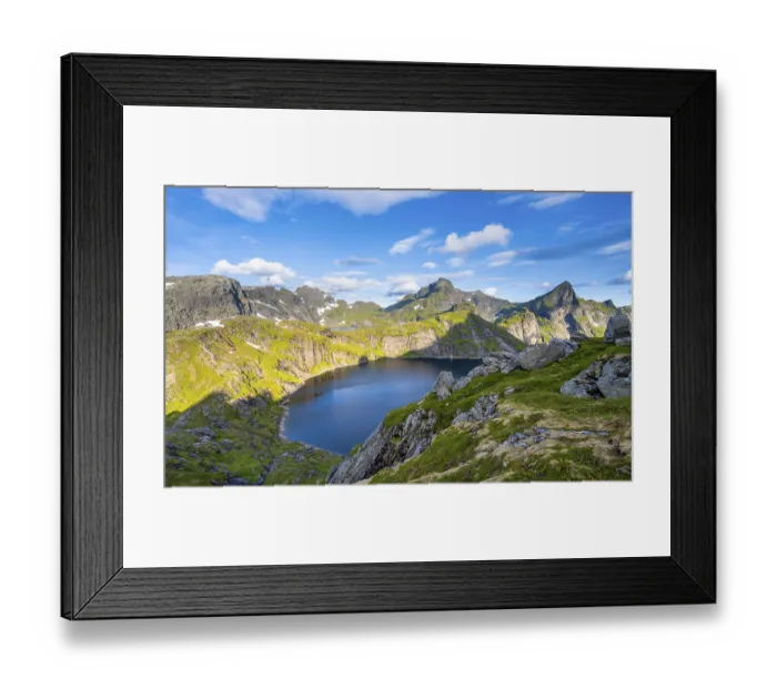 Framed Print : Mountain landscape with lake Tennesvatnet Framed Print : Mountain landscape with lake Tennesvatnet