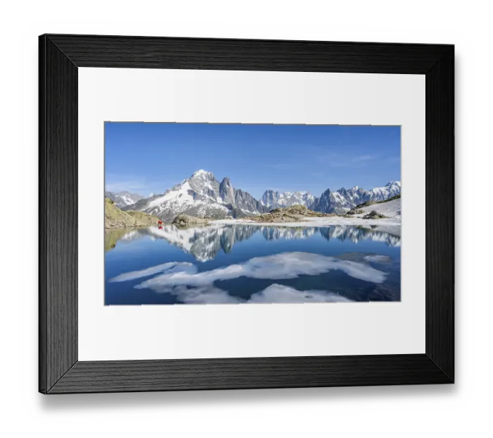 Framed Print : Mountain landscape with mountain lake and ice floe Framed Print : Mountain landscape with mountain lake and ice floe