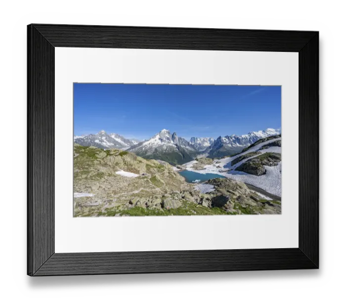 Framed Print : Mountain landscape with mountain lake Lac Blanc