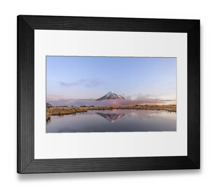 Framed Print : Reflection in Pouakai Tarn lake Framed Print : Reflection in Pouakai Tarn lake