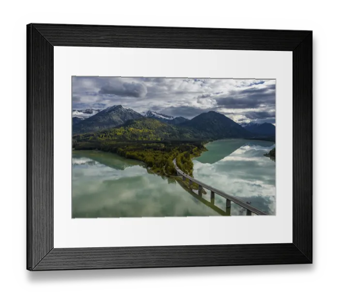 Framed Print : Sylvenstein lake and Faller-Klamm bridge Framed Print : Sylvenstein lake and Faller-Klamm bridge