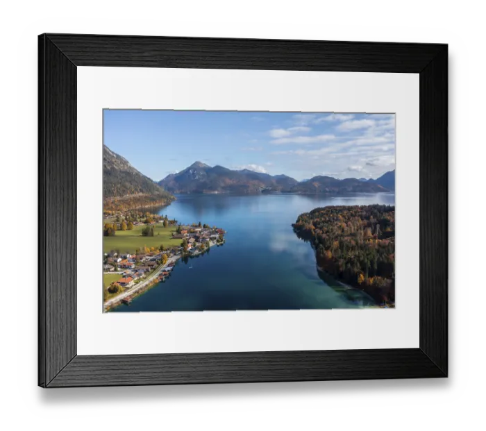 Framed Print : Aerial view, Walchensee mountains in autumn