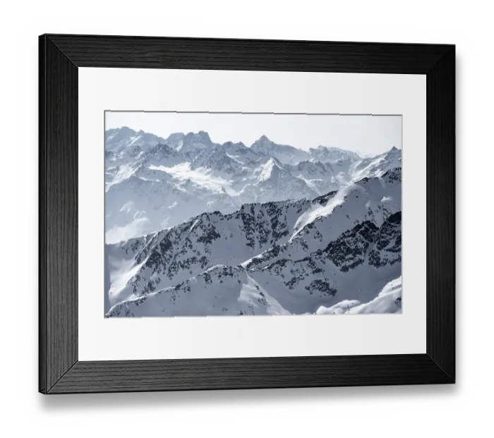 Framed Print : Peaks and mountains in winter, Sellraintal