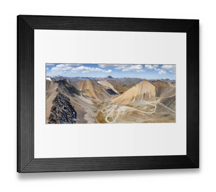 Framed Print : Aerial view, road with serpentines